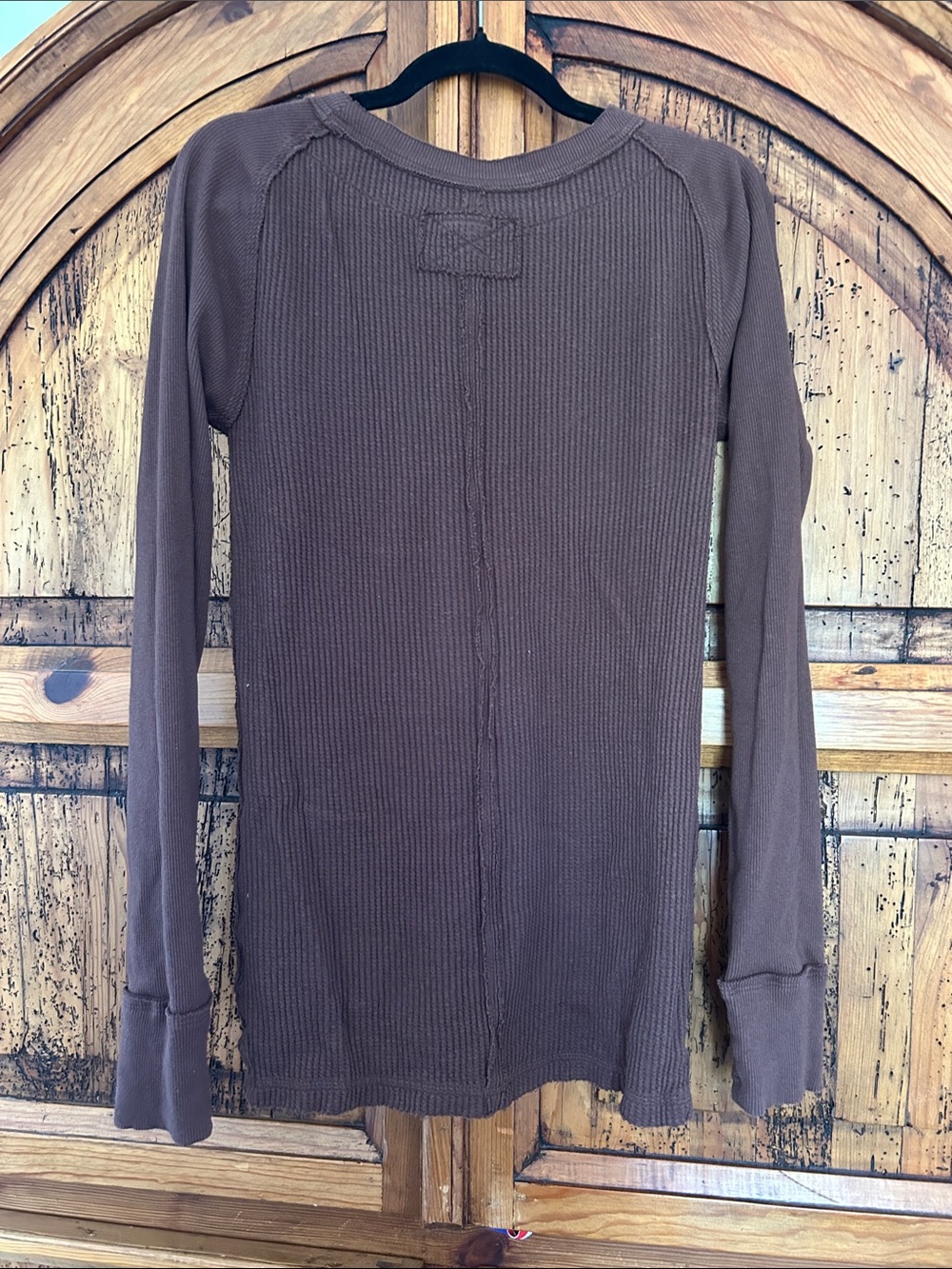 Free People Care Honey B Crewneck Thermal Brown Waffle Knit - Picture 13 of 13